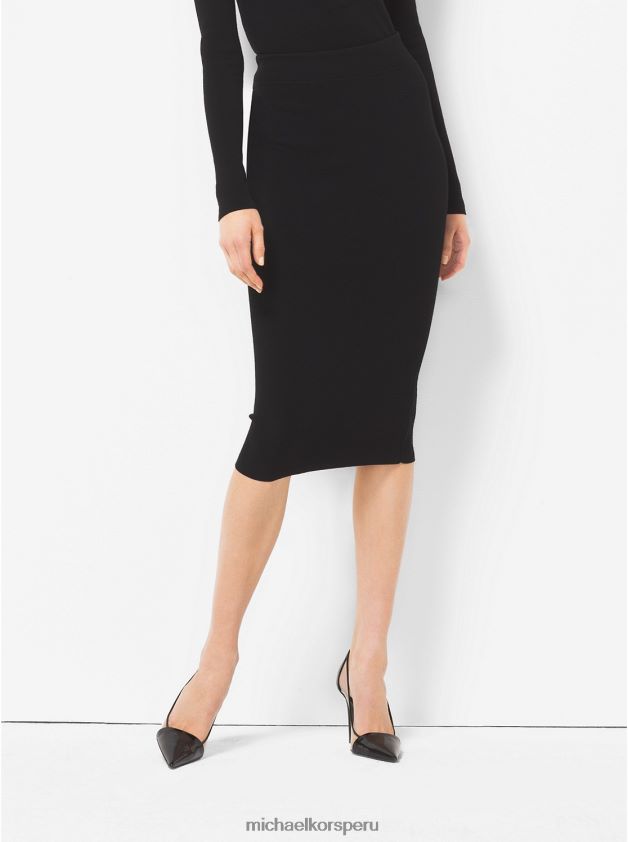 ropa educacion fisica Michael Kors mujer falda lápiz de viscosa elástica de la colección negro 8FX48V3694