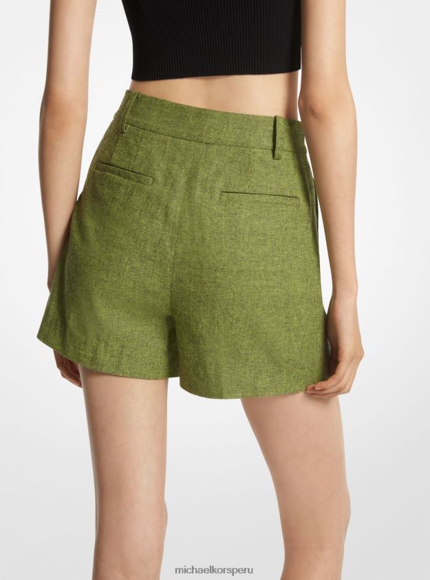 ropa educacion fisica Michael Kors mujer shorts plisados ​​en mezcla de lino limonada brt 8FX48V590