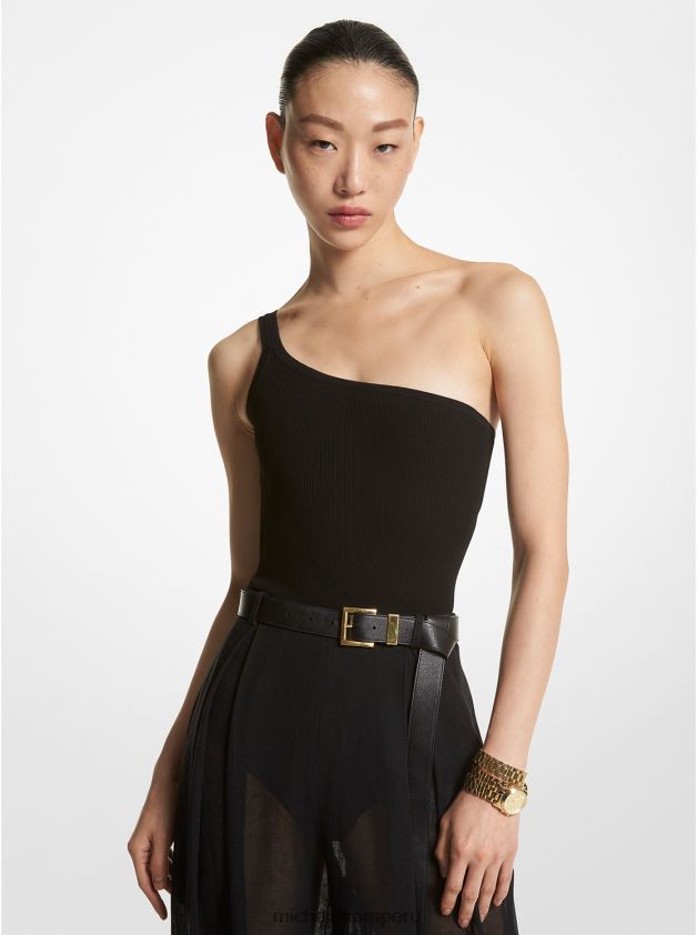 ropa educacion fisica Michael Kors mujer body asimétrico de viscosa elástica de la colección negro 8FX48V3398