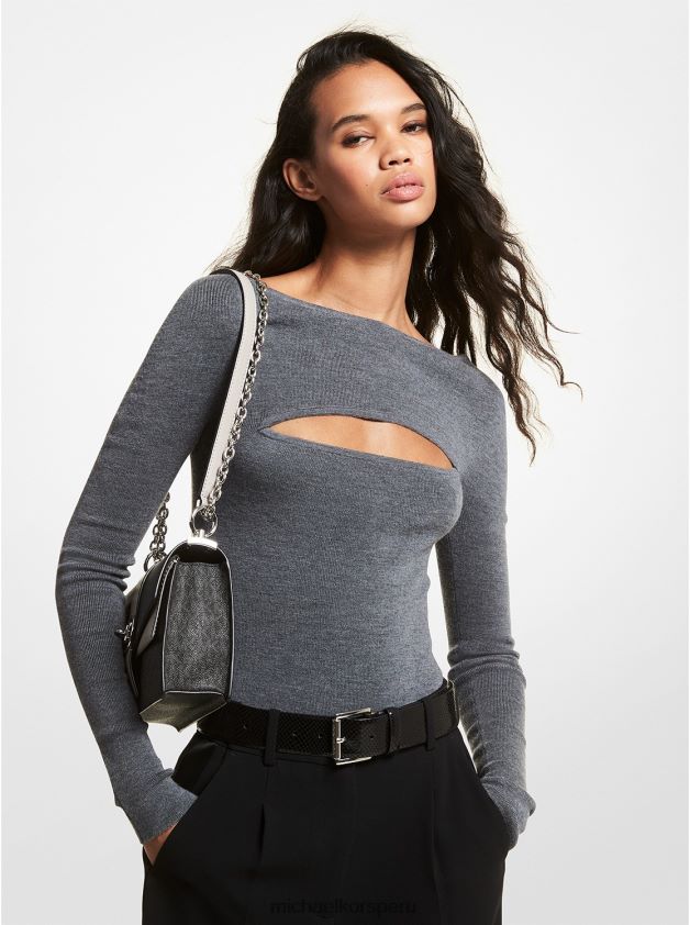 ropa educacion fisica Michael Kors mujer body de canalé con abertura en mezcla de lana merino brezo derby 8FX48V460