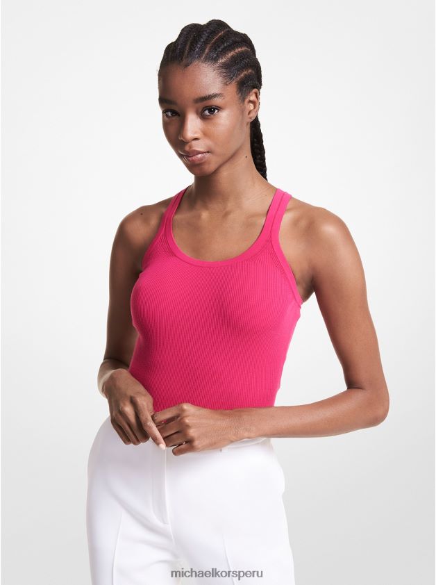 ropa educacion fisica Michael Kors mujer body de canalé con espalda cruzada de viscosa elástica fucsia 8FX48V3573