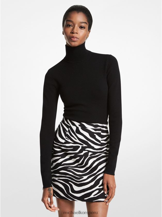 ropa educacion fisica Michael Kors mujer body de cuello alto de cachemir elástico de la colección negro 8FX48V3700