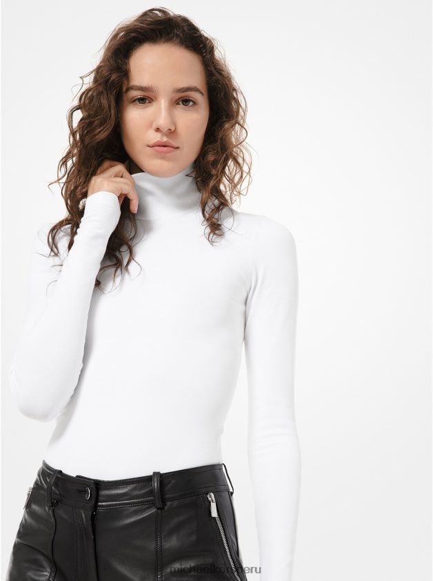 ropa educacion fisica Michael Kors mujer body de viscosa elástica con cuello alto blanco 8FX48V3687