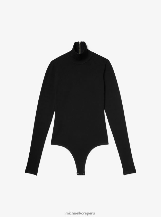 ropa educacion fisica Michael Kors mujer body de viscosa elástica con cuello alto negro 8FX48V3689