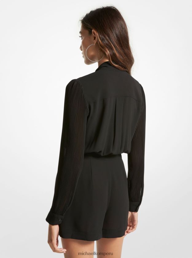 ropa educacion fisica Michael Kors mujer mameluco de georgette con lazo en el cuello negro 8FX48V633