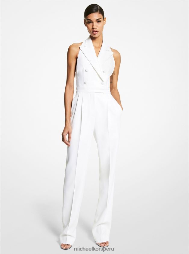 ropa educacion fisica Michael Kors mujer mono halter de doble crepé sable de la colección Blanco óptico 8FX48V3616