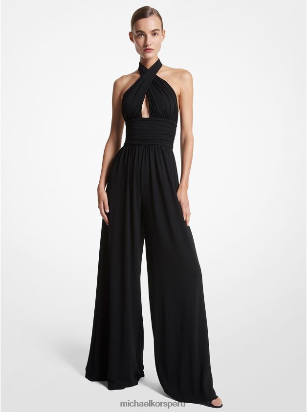 ropa educacion fisica Michael Kors mujer mono halter de punto elástico de la colección negro 8FX48V3660