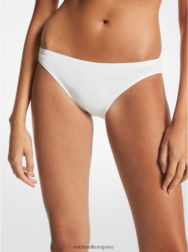 ropa educacion fisica Michael Kors mujer braguita de bikini de nailon elástico blanco 8FX48V535