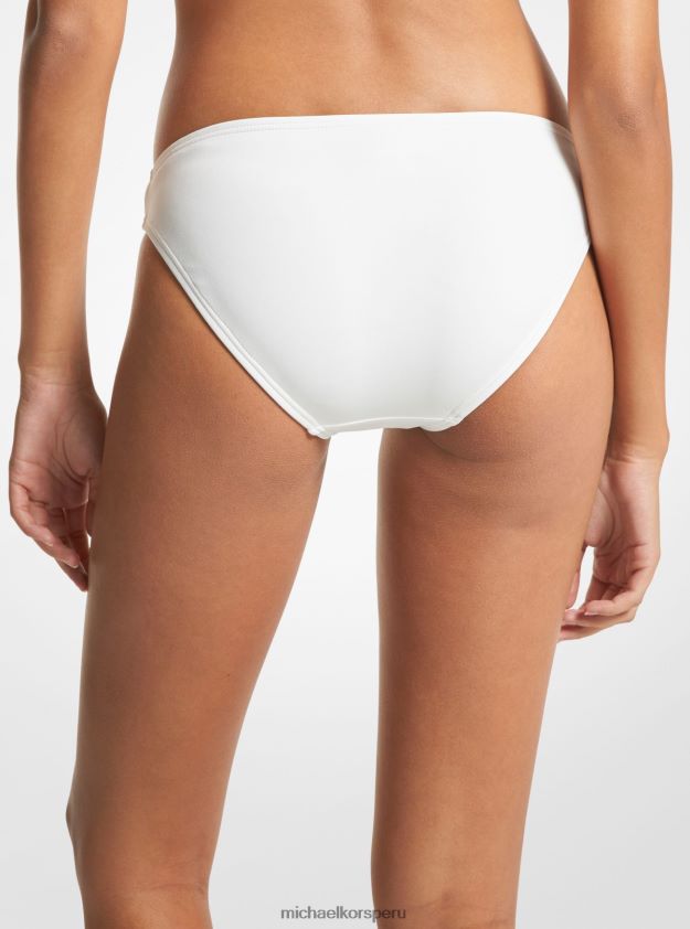 ropa educacion fisica Michael Kors mujer braguita de bikini de nailon elástico blanco 8FX48V535