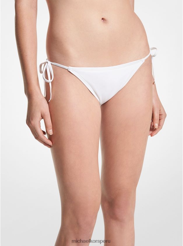 ropa educacion fisica Michael Kors mujer braguita de bikini de nailon elástico blanco 8FX48V545