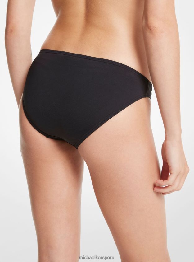 ropa educacion fisica Michael Kors mujer braguita de bikini de nailon elástico negro 8FX48V537