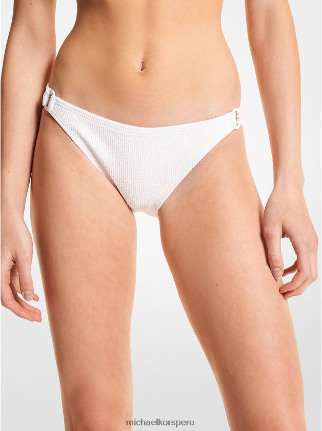 ropa educacion fisica Michael Kors mujer braguita de bikini elástica texturizada blanco 8FX48V553