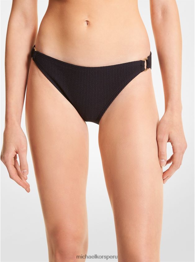 ropa educacion fisica Michael Kors mujer braguita de bikini elástica texturizada negro 8FX48V554