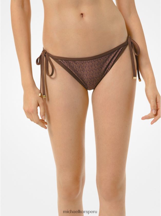 ropa educacion fisica Michael Kors mujer braguitas de bikini con logo chocolate 8FX48V562
