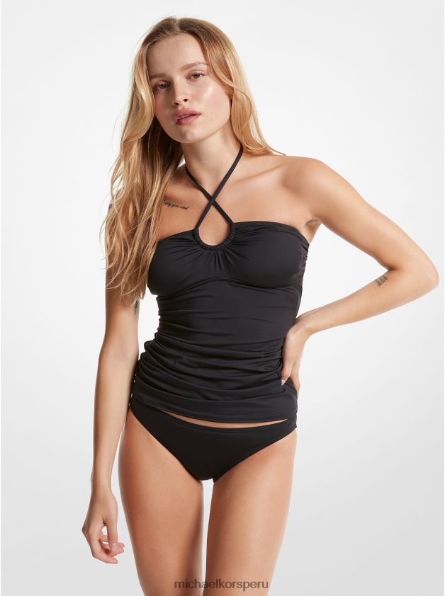 ropa educacion fisica Michael Kors mujer top tankini de nailon elástico negro 8FX48V534