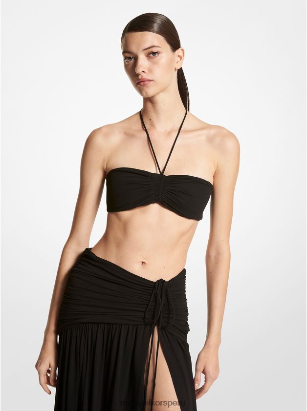 ropa educacion fisica Michael Kors mujer Bandeau halter de punto mate de la colección negro 8FX48V3401