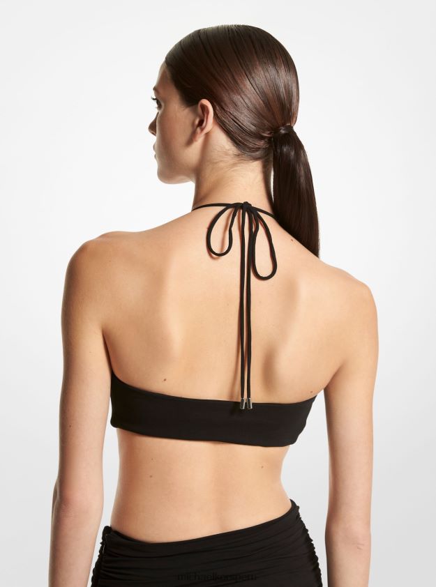 ropa educacion fisica Michael Kors mujer Bandeau halter de punto mate de la colección negro 8FX48V3401