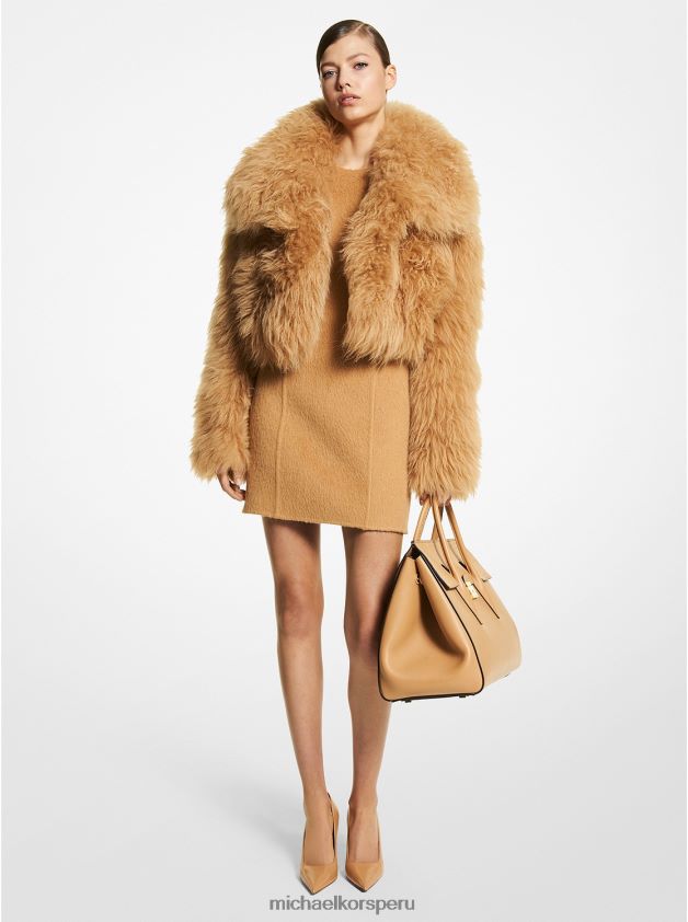 ropa educacion fisica Michael Kors mujer bolero de punto de borrego de la colección camello 8FX48V3629