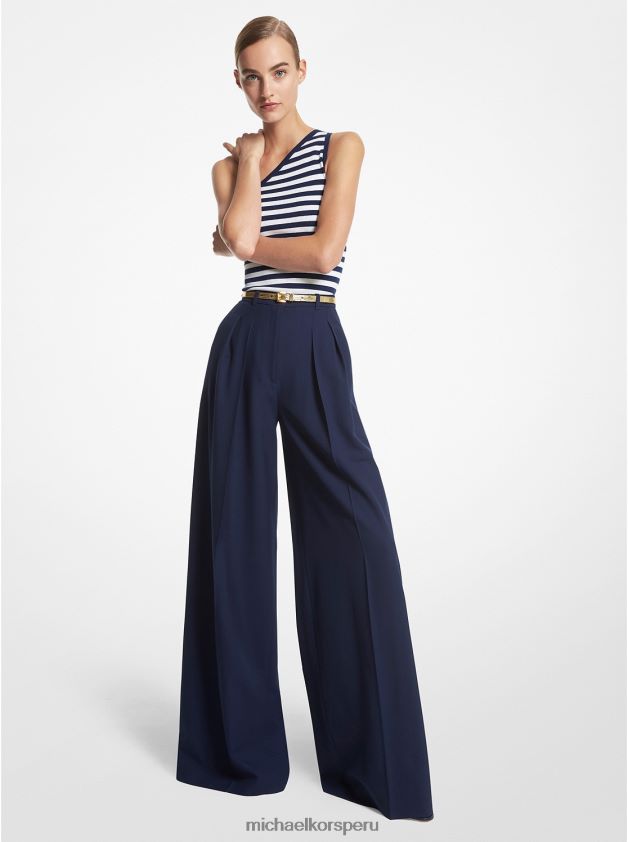 ropa educacion fisica Michael Kors mujer Pantalón palazzo de gabardina de lana tejido de colección Armada 8FX48V3659