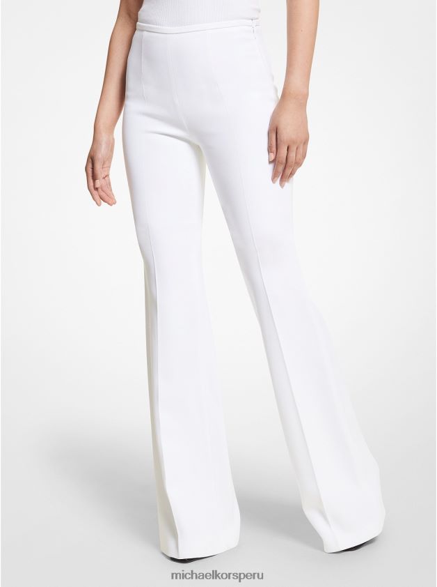 ropa educacion fisica Michael Kors mujer colección brooke pantalones acampanados de doble crepé sable Blanco óptico 8FX48V3656