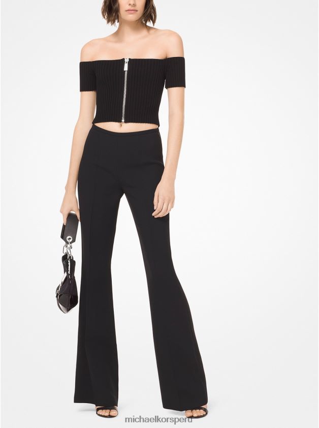 ropa educacion fisica Michael Kors mujer colección pantalones acampanados doble crepé marta negro 8FX48V3720