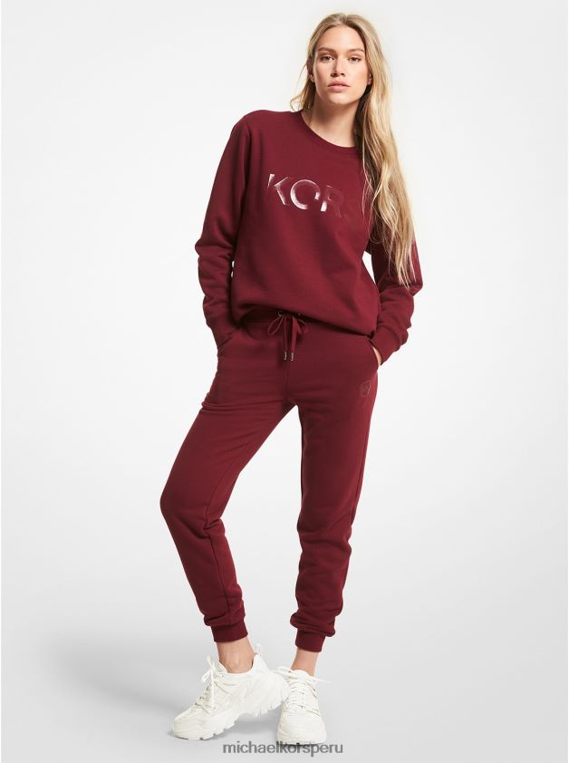 ropa educacion fisica Michael Kors mujer joggers de mezcla de algodón orgánico con cordón rubí oscuro 8FX48V512