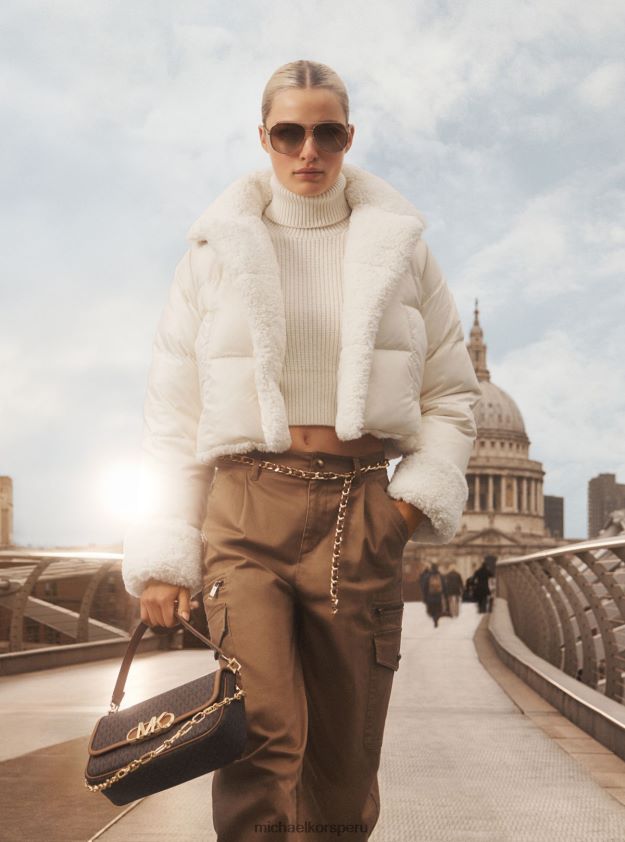 ropa educacion fisica Michael Kors mujer pantalón cargo de algodón elástico aceituna 8FX48V495