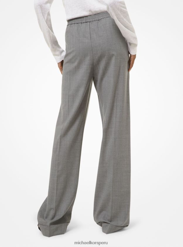 ropa educacion fisica Michael Kors mujer pantalones de pijama de lana elástica de la colección banquero gris 8FX48V3741