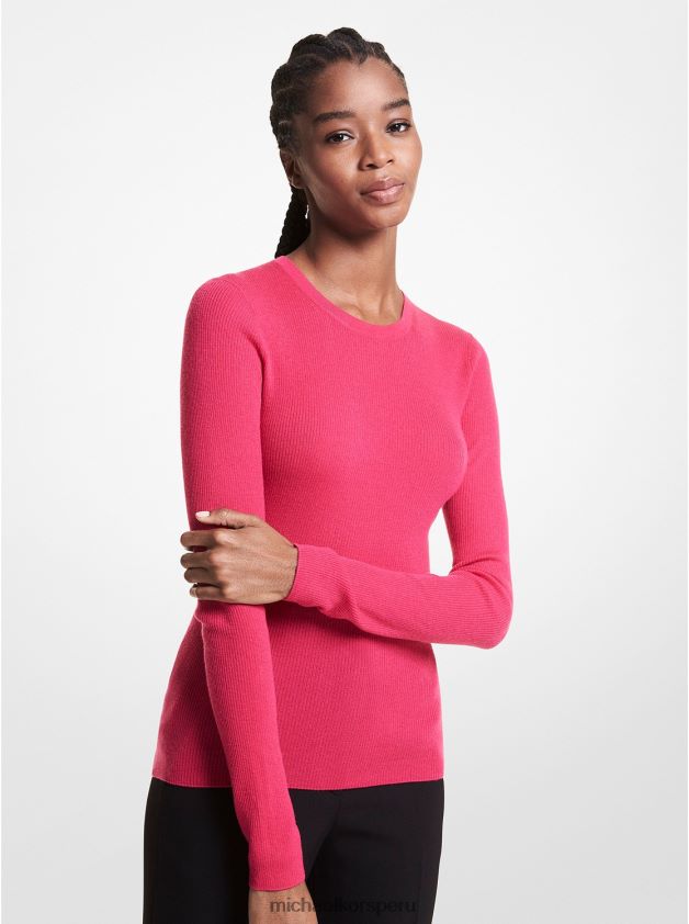 ropa educacion fisica Michael Kors mujer Jersey Hutton de cachemira de peso pluma de la colección fucsia 8FX48V3497