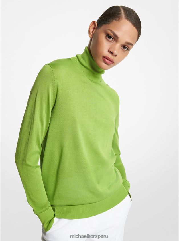 ropa educacion fisica Michael Kors mujer Jersey de cuello alto de seda de peso pluma de la colección Joan cal 8FX48V3525