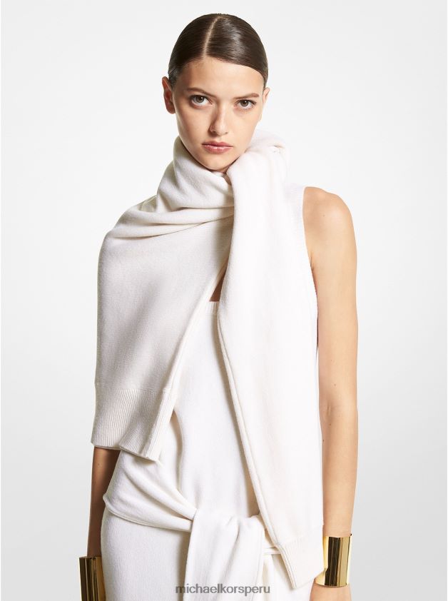 ropa educacion fisica Michael Kors mujer bufanda tipo jersey de cachemira de la colección Blanco óptico 8FX48V3488