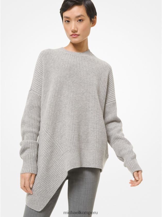 ropa educacion fisica Michael Kors mujer jersey asimétrico de cachemir de la colección Perla gris 8FX48V3750