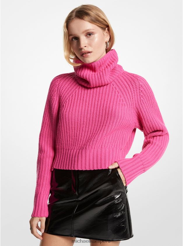 ropa educacion fisica Michael Kors mujer jersey convertible de canalé en mezcla de lana merino cereza 8FX48V416