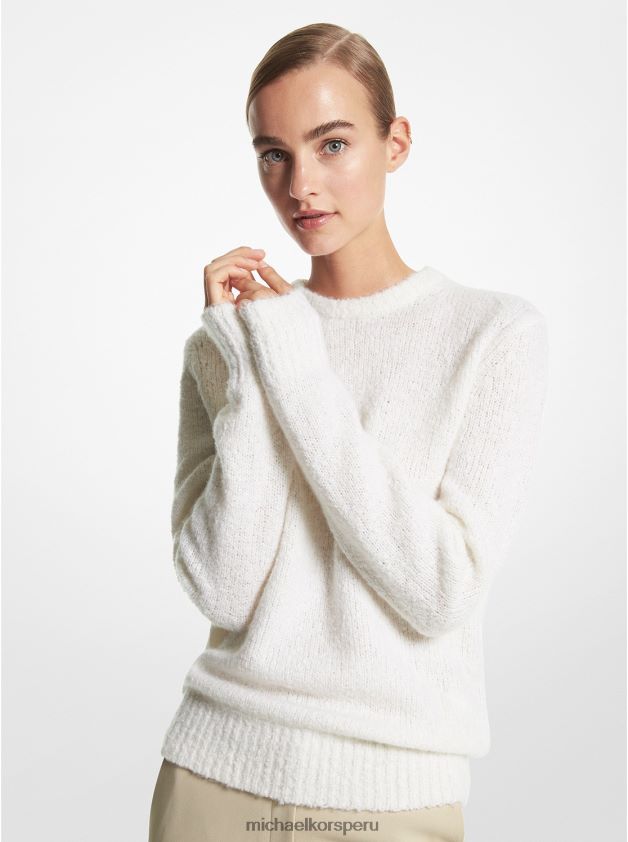 ropa educacion fisica Michael Kors mujer jersey de cachemir boucle de la colección Blanco óptico 8FX48V3523