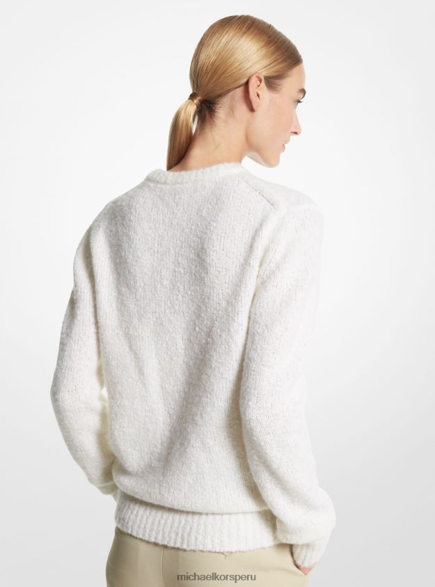 ropa educacion fisica Michael Kors mujer jersey de cachemir boucle de la colección Blanco óptico 8FX48V3523