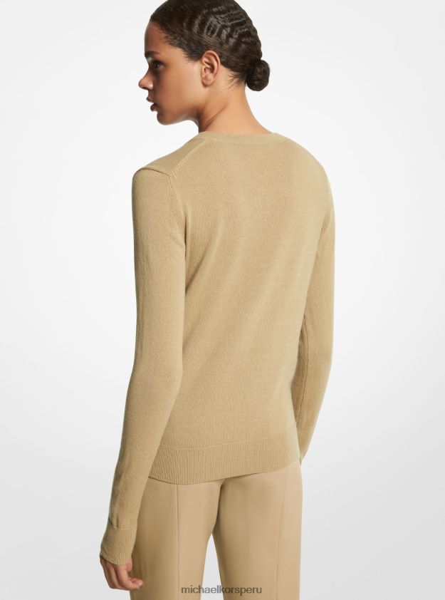 ropa educacion fisica Michael Kors mujer jersey de cachemir con cuello en v de la colección duna 8FX48V3542