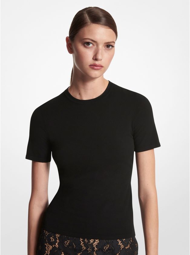 ropa educacion fisica Michael Kors mujer jersey de manga corta de viscosa elástica de la colección negro 8FX48V3570