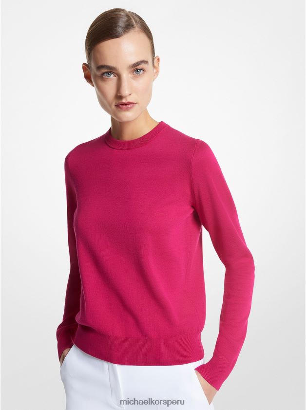 ropa educacion fisica Michael Kors mujer jersey de seda con cuello redondo de la colección fucsia 8FX48V3517