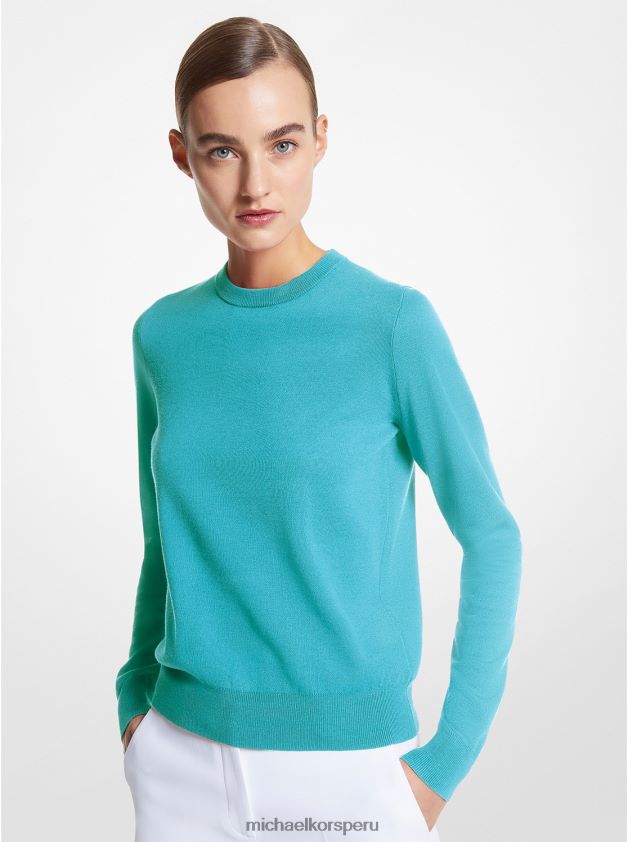 ropa educacion fisica Michael Kors mujer jersey de seda con cuello redondo de la colección turquesa 8FX48V3518