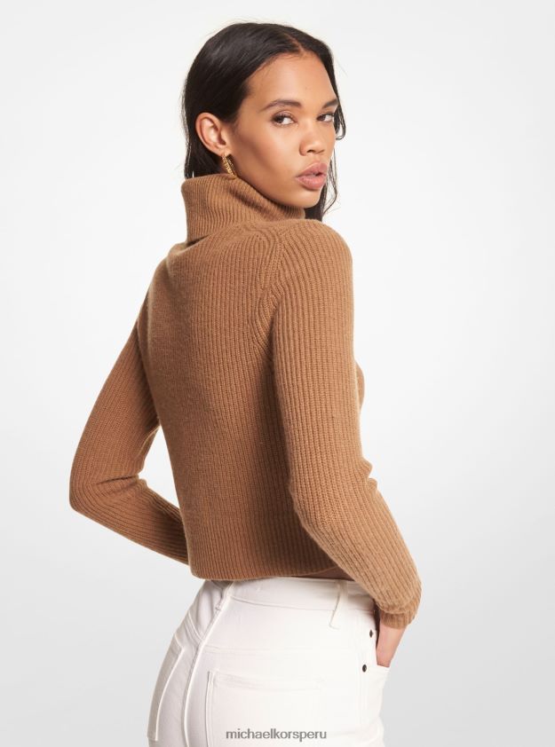 ropa educacion fisica Michael Kors mujer suéter corto de lana elástica con cuello alto cáscara 8FX48V438