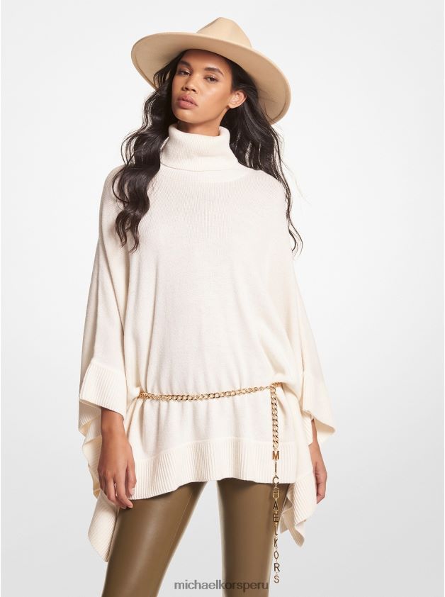 ropa educacion fisica Michael Kors mujer poncho de mezcla de lana con cuello alto hueso 8FX48V424