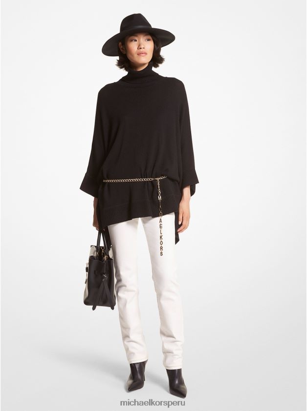 ropa educacion fisica Michael Kors mujer poncho de mezcla de lana con cuello alto negro 8FX48V425