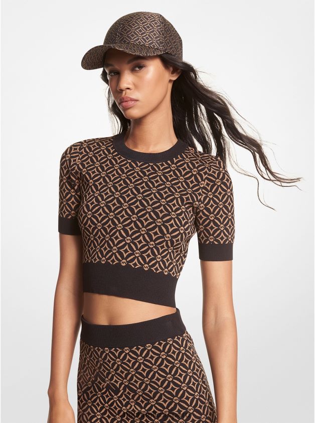 ropa educacion fisica Michael Kors mujer top con logo en jacquard cáscara 8FX48V403