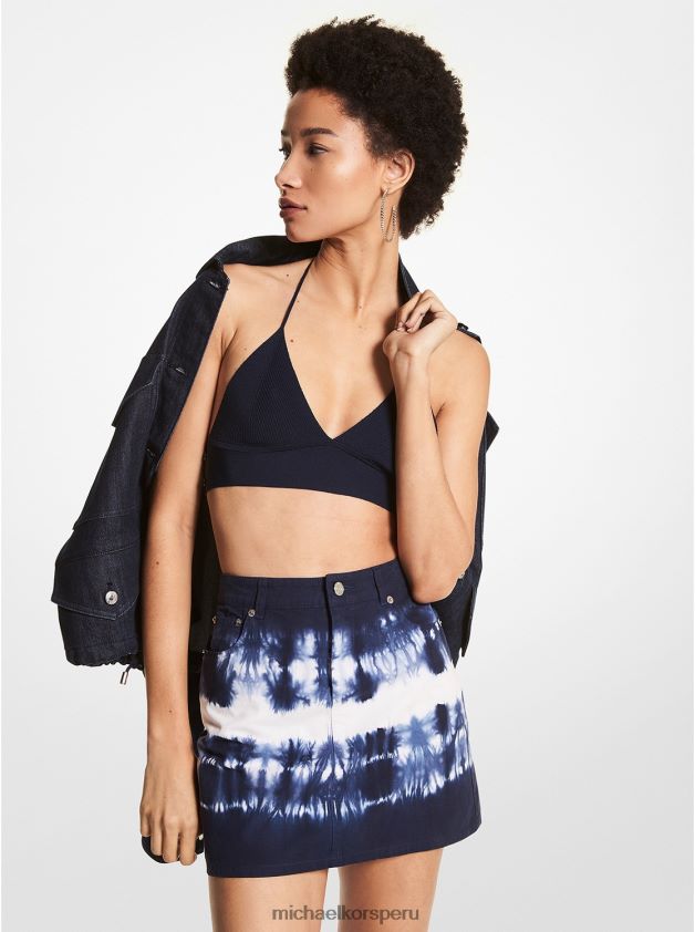 ropa educacion fisica Michael Kors mujer top tipo sujetador de canalé en mezcla de viscosa elástica azul medianoche 8FX48V450