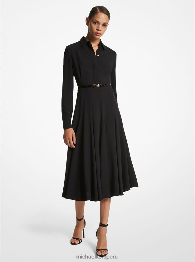 ropa educacion fisica Michael Kors mujer Vestido camisero de crepé de marta sable de la colección negro 8FX48V3390