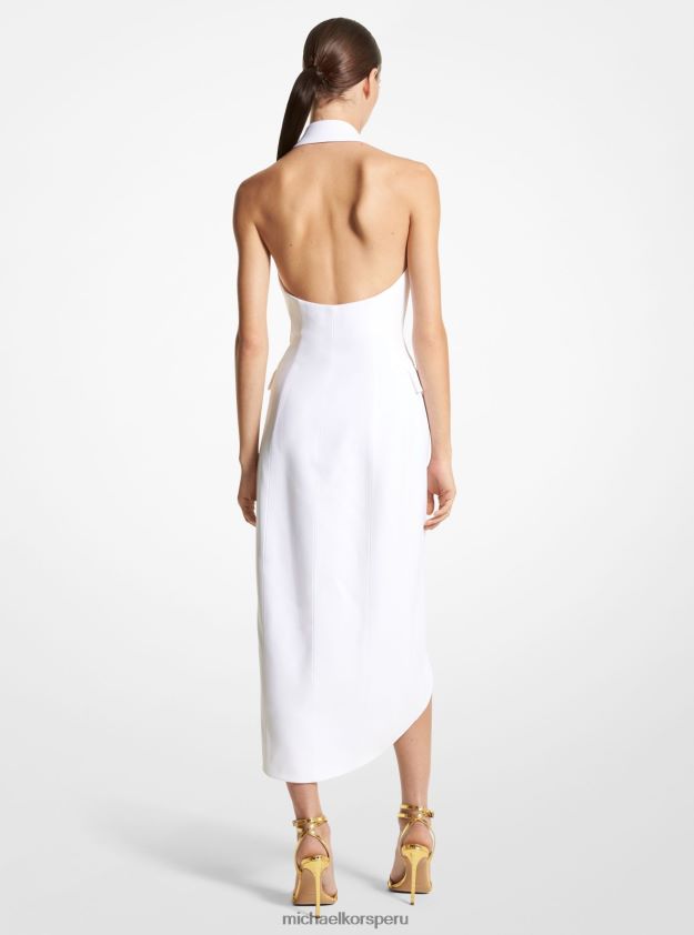 ropa educacion fisica Michael Kors mujer Vestido de esmoquin con cuello halter y doble crepé de marta cibelina de la colección Blanco óptico 8FX48V3439