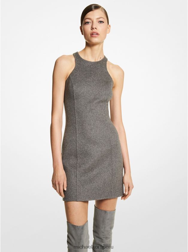 ropa educacion fisica Michael Kors mujer Vestido sin mangas de lana melange de doble cara de la colección banquero gris 8FX48V3650
