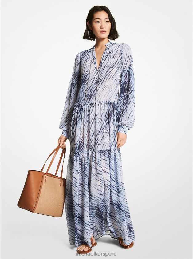 ropa educacion fisica Michael Kors mujer caftán georgette con estampado de ondas azul medianoche 8FX48V158