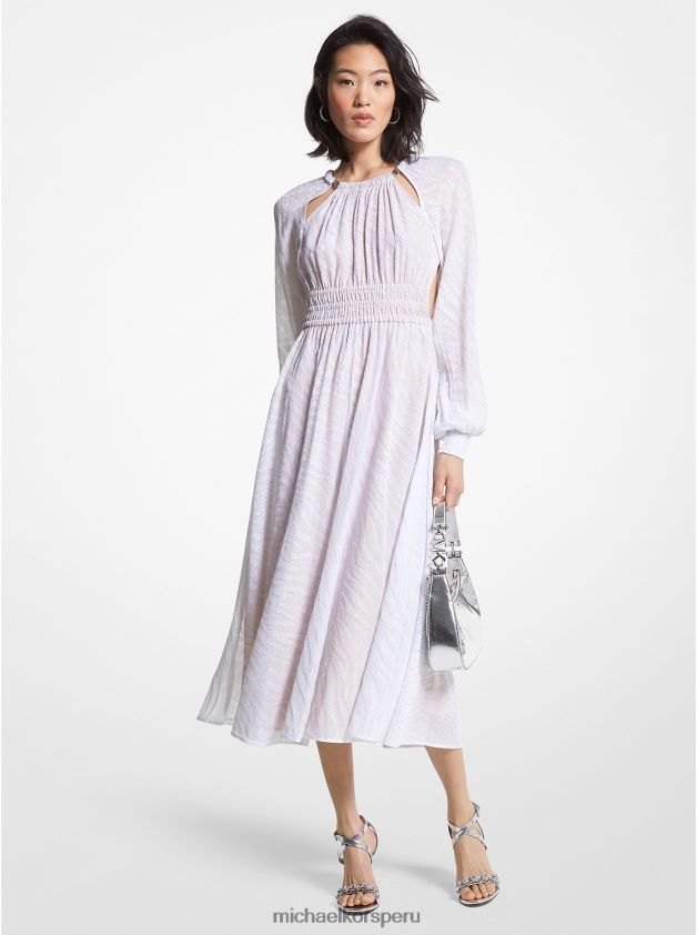 ropa educacion fisica Michael Kors mujer vestido cebra metalizado fil coupe blanco 8FX48V54