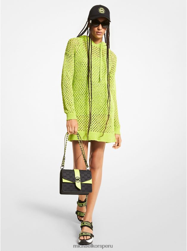 ropa educacion fisica Michael Kors mujer vestido con capucha de malla en mezcla de algodón limonada brt 8FX48V147